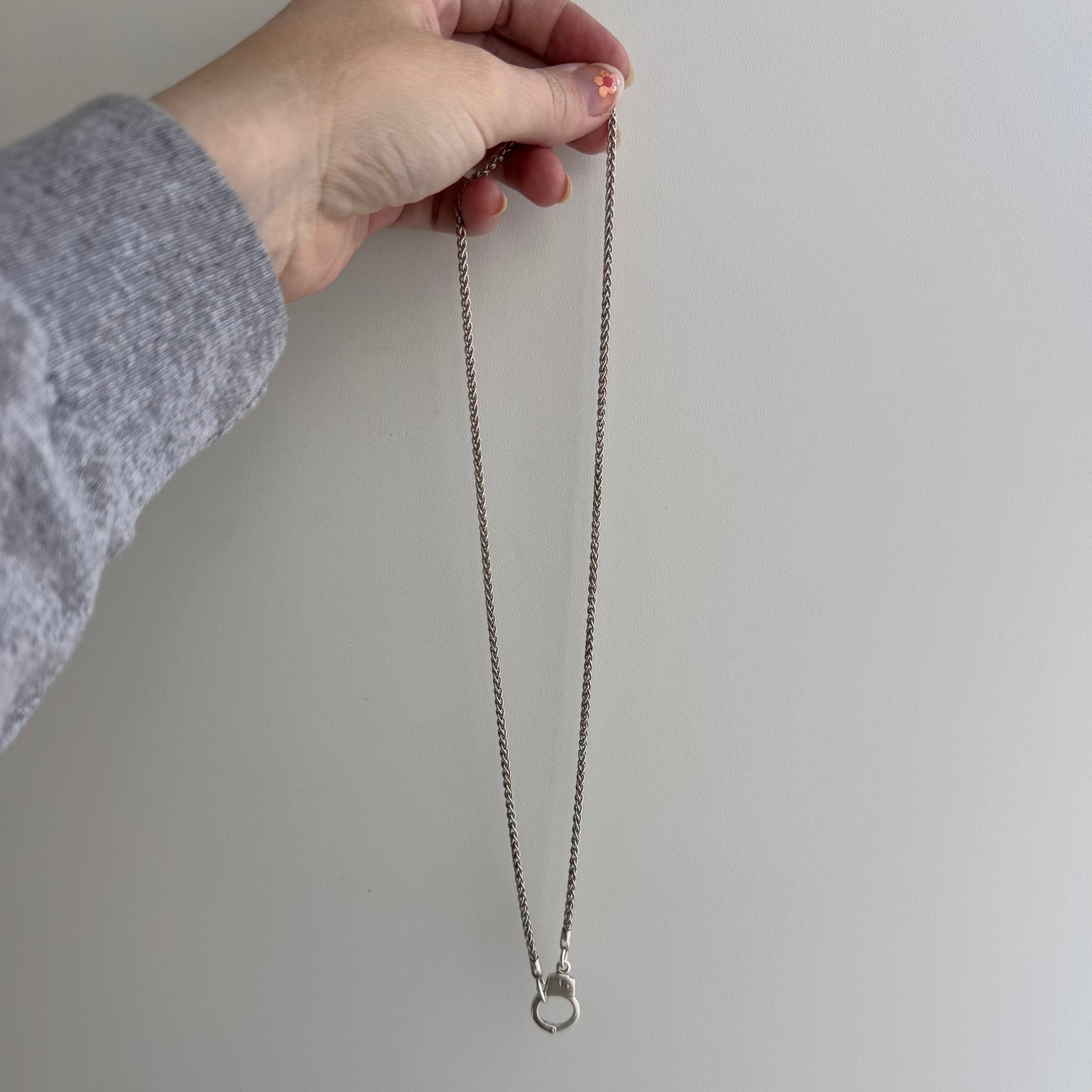 re-imagined V I N T A G E // slinky wheat / sterling silver wheat chain with new handcuff clasp / 20.75", 12g