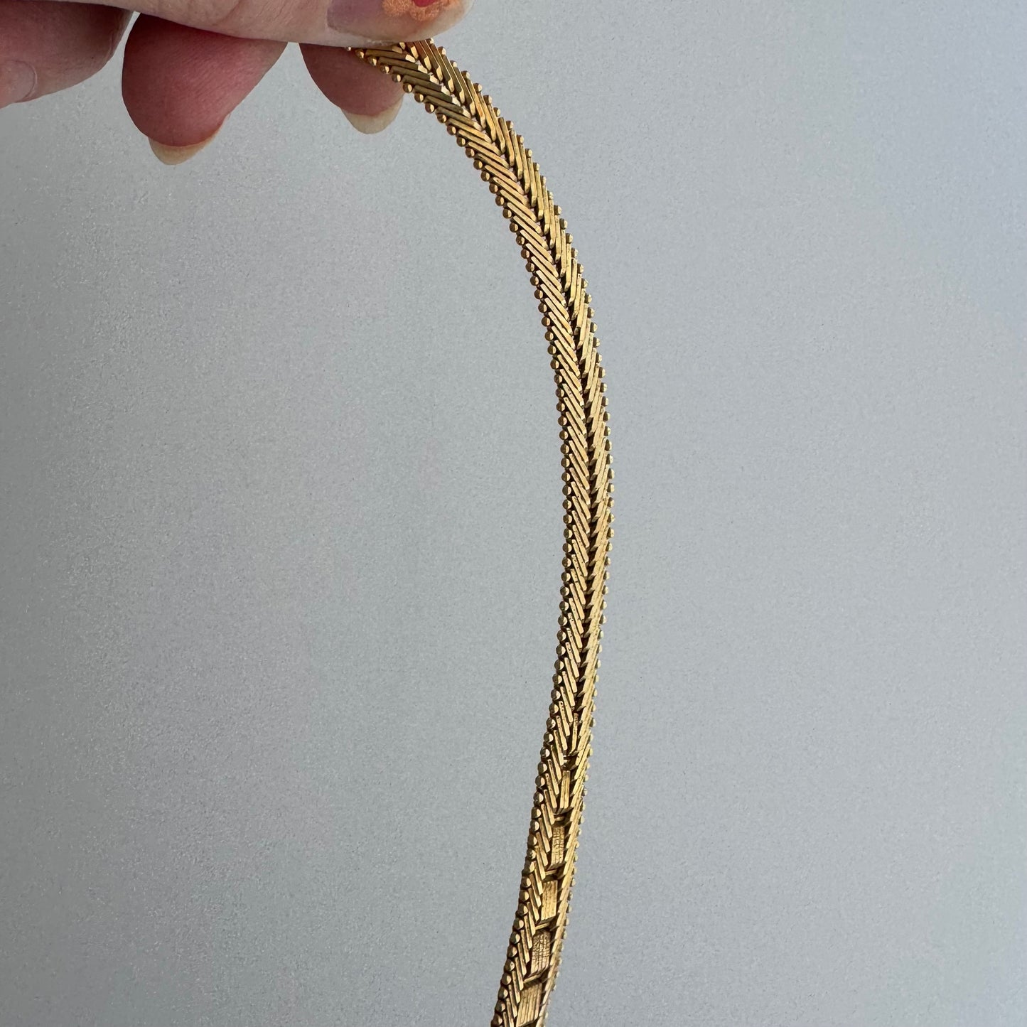 V I N T A G E // weave it together / gold over sterling silver flat woven necklace / 17", 34.9g