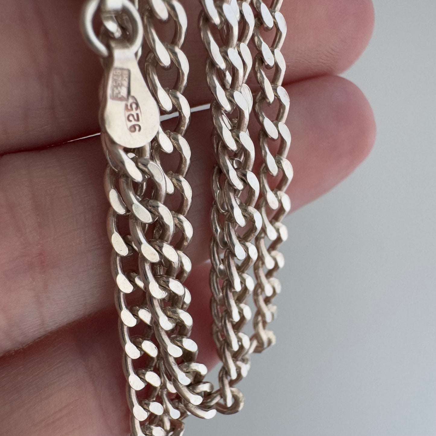 V I N T A G E // dainty sturdy curb / sterling silver curb chain necklace / 16", 9.7g