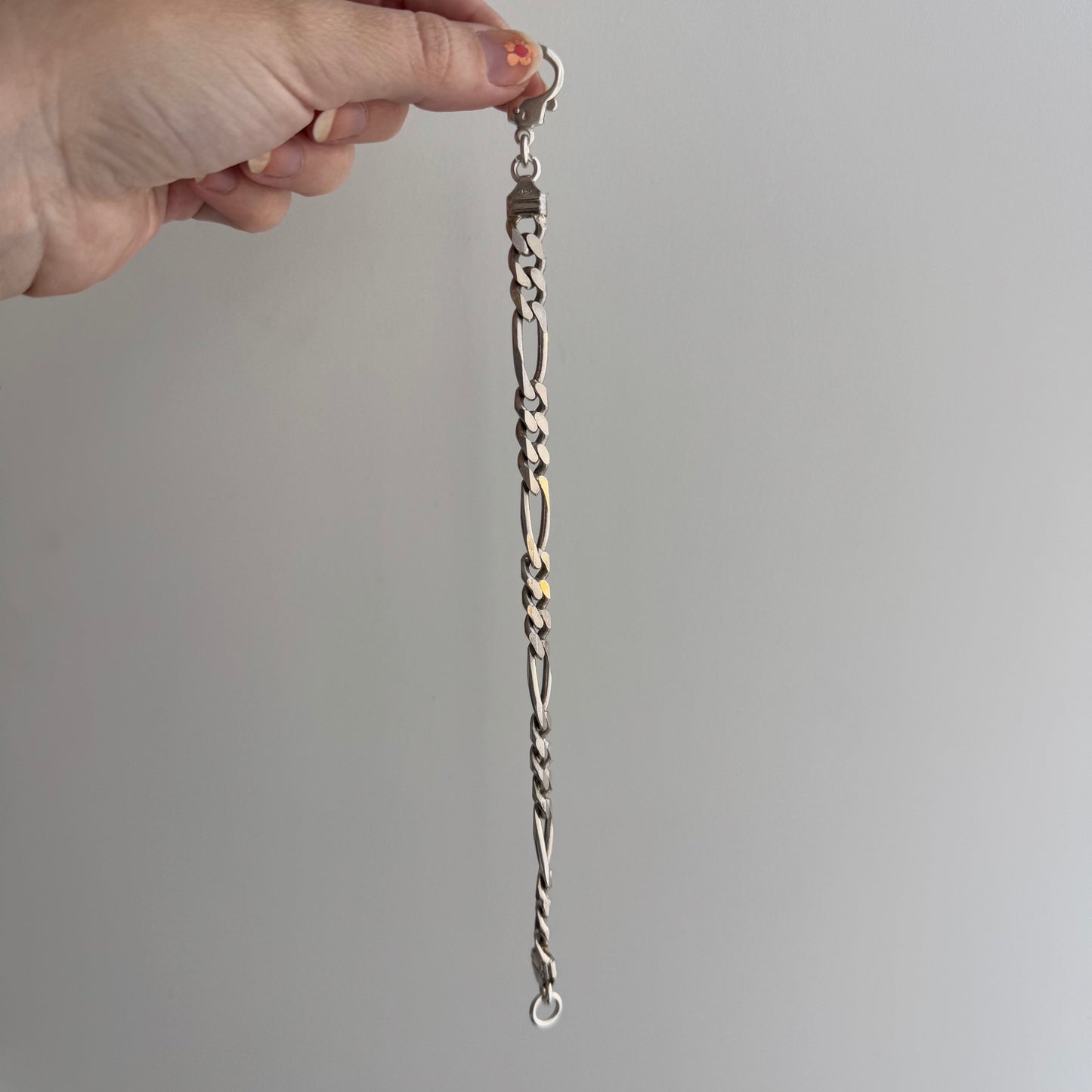 reimagined V I N T A G E // handcuff clasp / re-worked sterling silver chunky figaro chain bracelet / 8.75", 27.4g