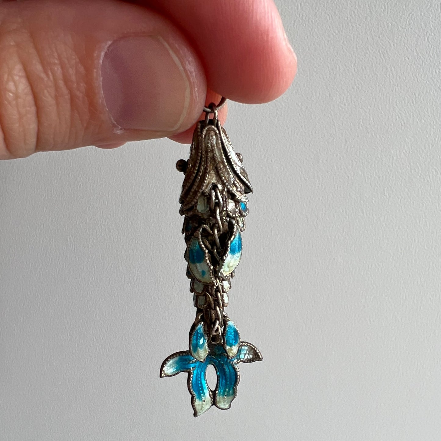 V I N T A G E // fish elegance / gold vermeil aqua enameled articulated fish / a pendant