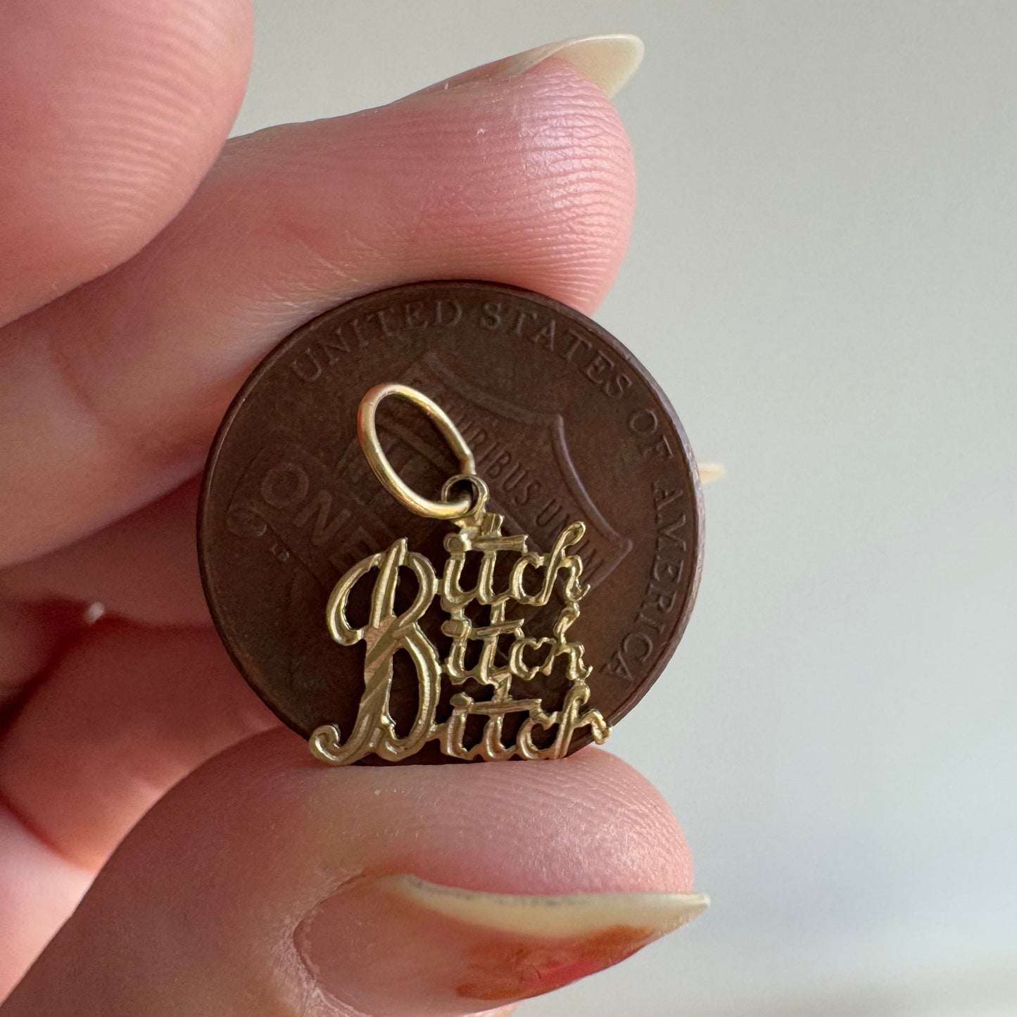 P R E - L O V E D // bitch vibe / 14k yellow gold bitch charm pendant