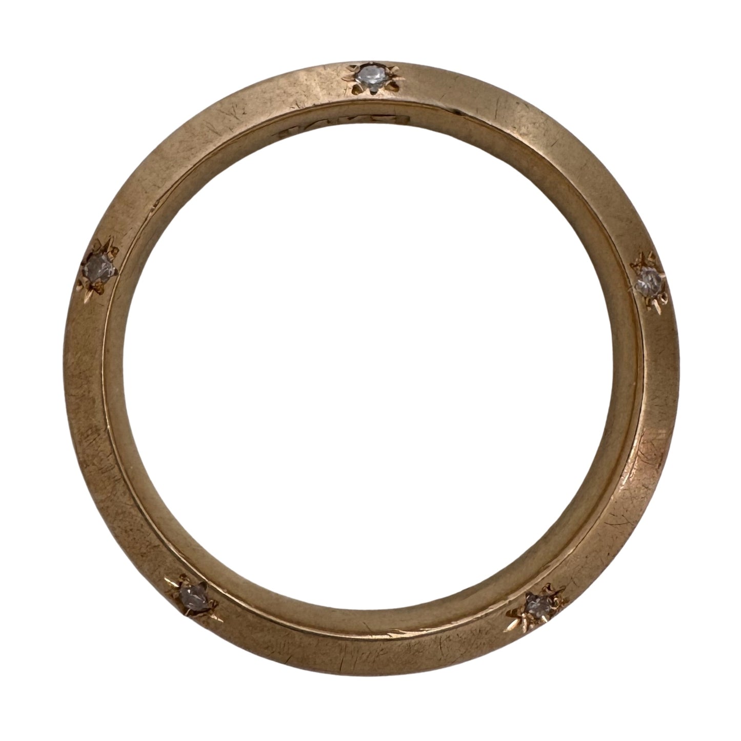 reimagined A N T I Q U E // 14k yellow gold knife edge JR Wood band with new starburst diamond / size 4.75