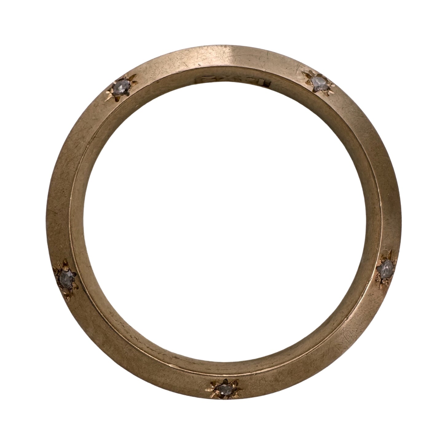 reimagined A N T I Q U E // 14k yellow gold knife edge JR Wood band with new starburst diamond / size 4.75