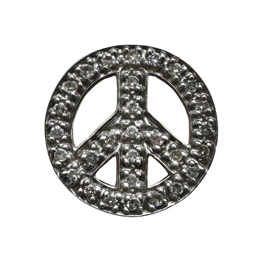 P R E - L O V E D // give peace a chance / 14k yellow and white gold with diamonds / petite peace sign pendant