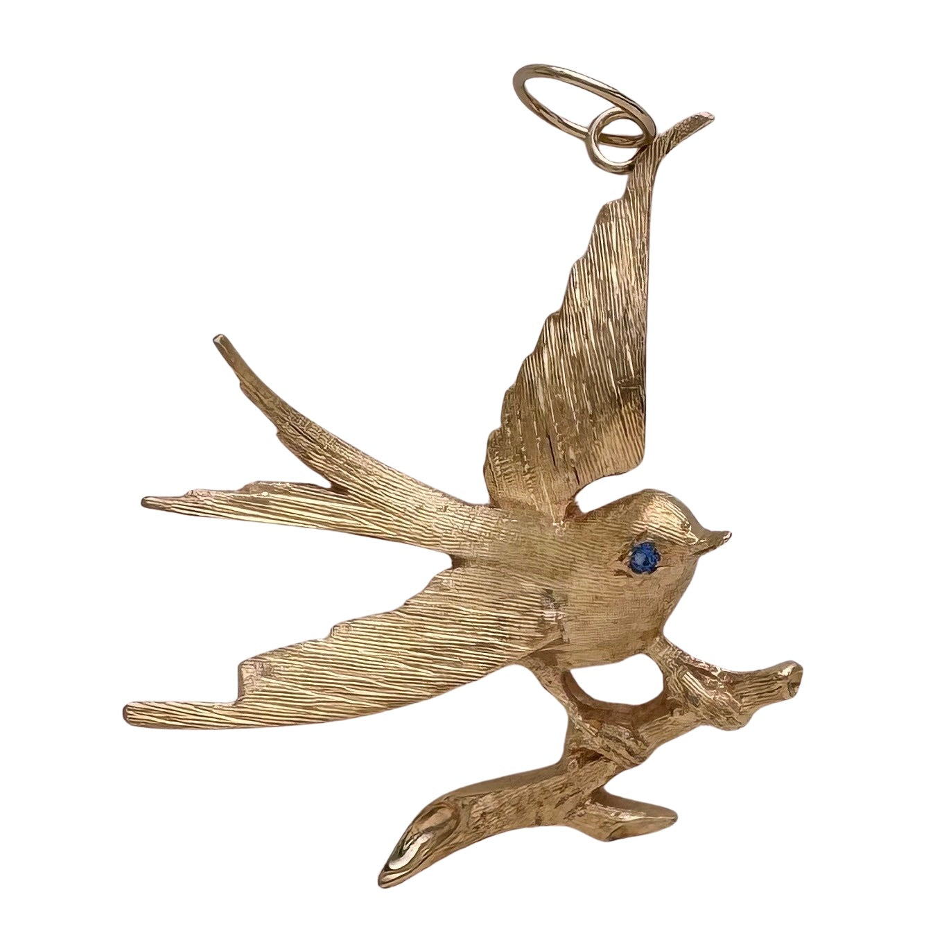 reimagined V I N T A G E // winged delight / 14k and sapphire mid century statement swallow / a conversion pendant