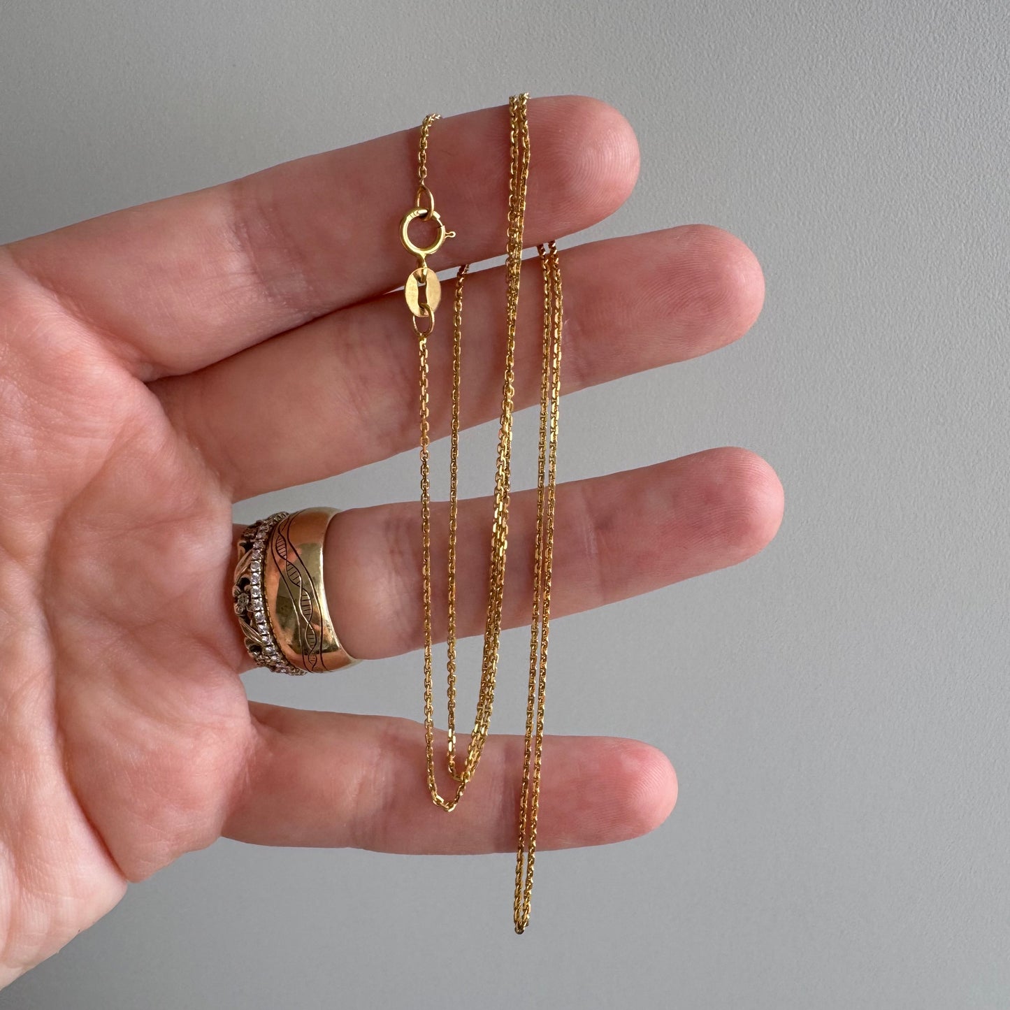 V I N T A G E // daintiest biker / 14k yellow gold biker chain / almost 20.25", 1.8g