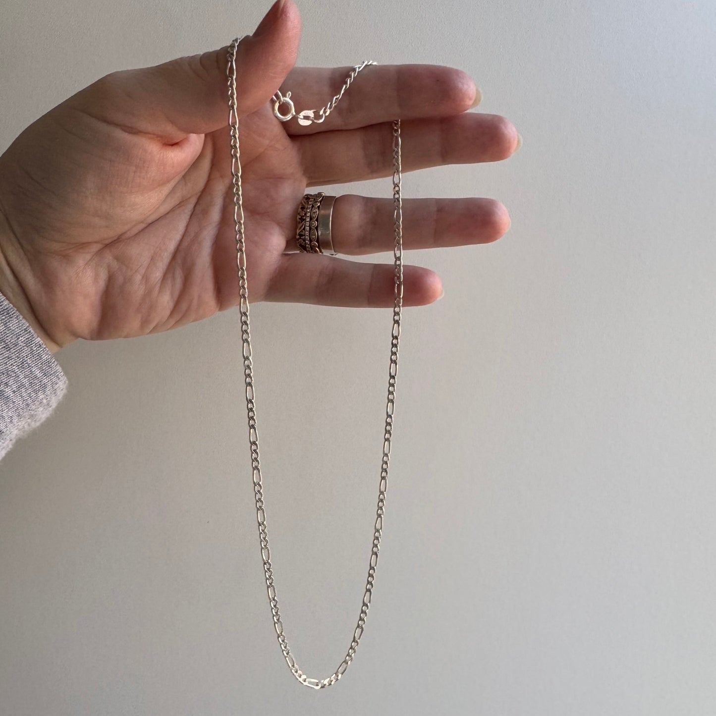 V I N T A G E // dainty figaro / sterling silver three-to-one figaro pendant chain / 17.25", 5g