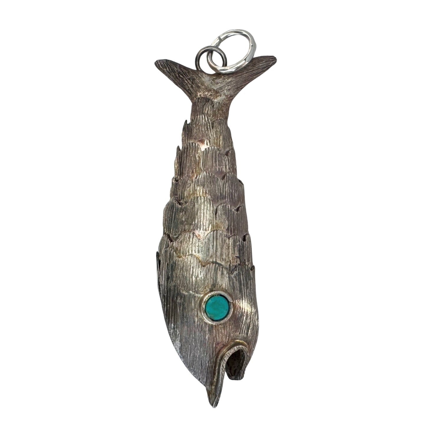 V I N T A G E // caught by the tail / sterling silver Taxco Mexico articulated wiggle fish / a pendant