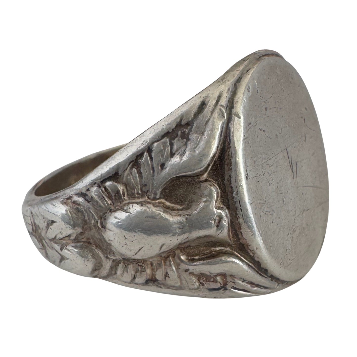 V I N T A G E // feathered ascent / sterling silver eagle or phoenix signet ring / size 11