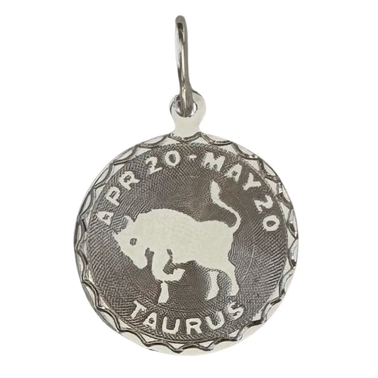 V I N T A G E // celestial bull / sterling silver rhodium plated Taurus disc / a pendant