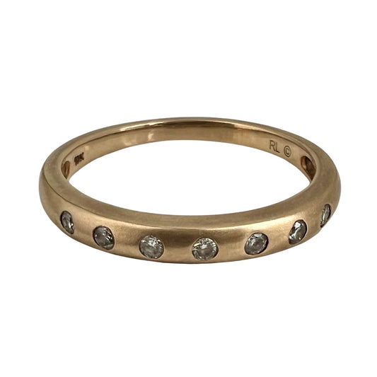 P R E - L O V E D // lucky stars / 10k yellow gold and diamond etoile flush set band / size 7