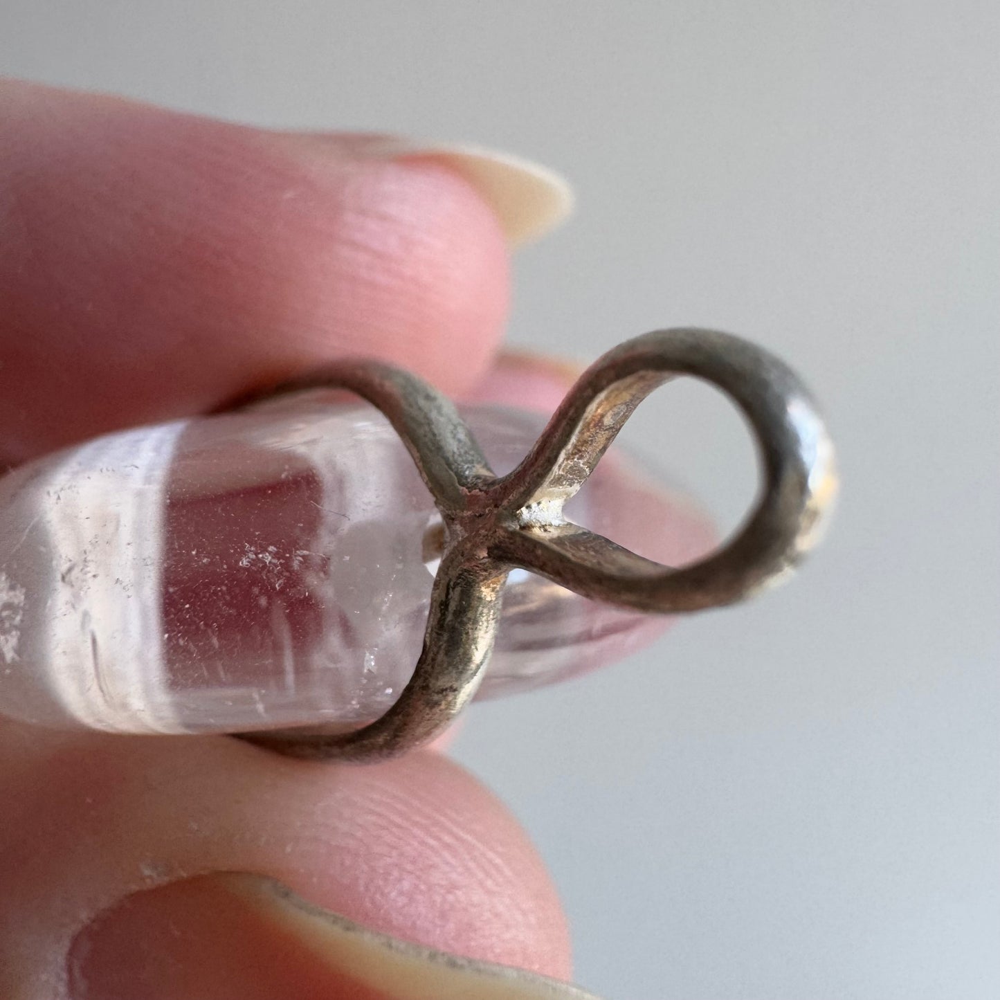 V I N T A G E // clear strength / sterling silver and quartz bear fetish / a pendant