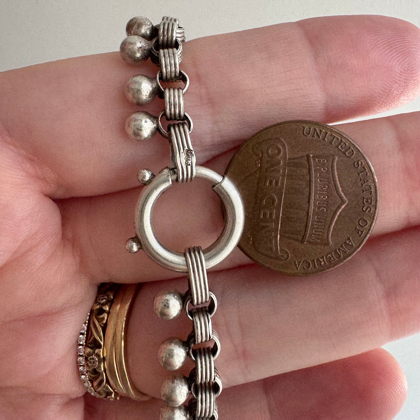 A N T I Q U E // all linked up / 800 silver victorian era book chain necklace with large removable clasp / 18.25", 25.4g