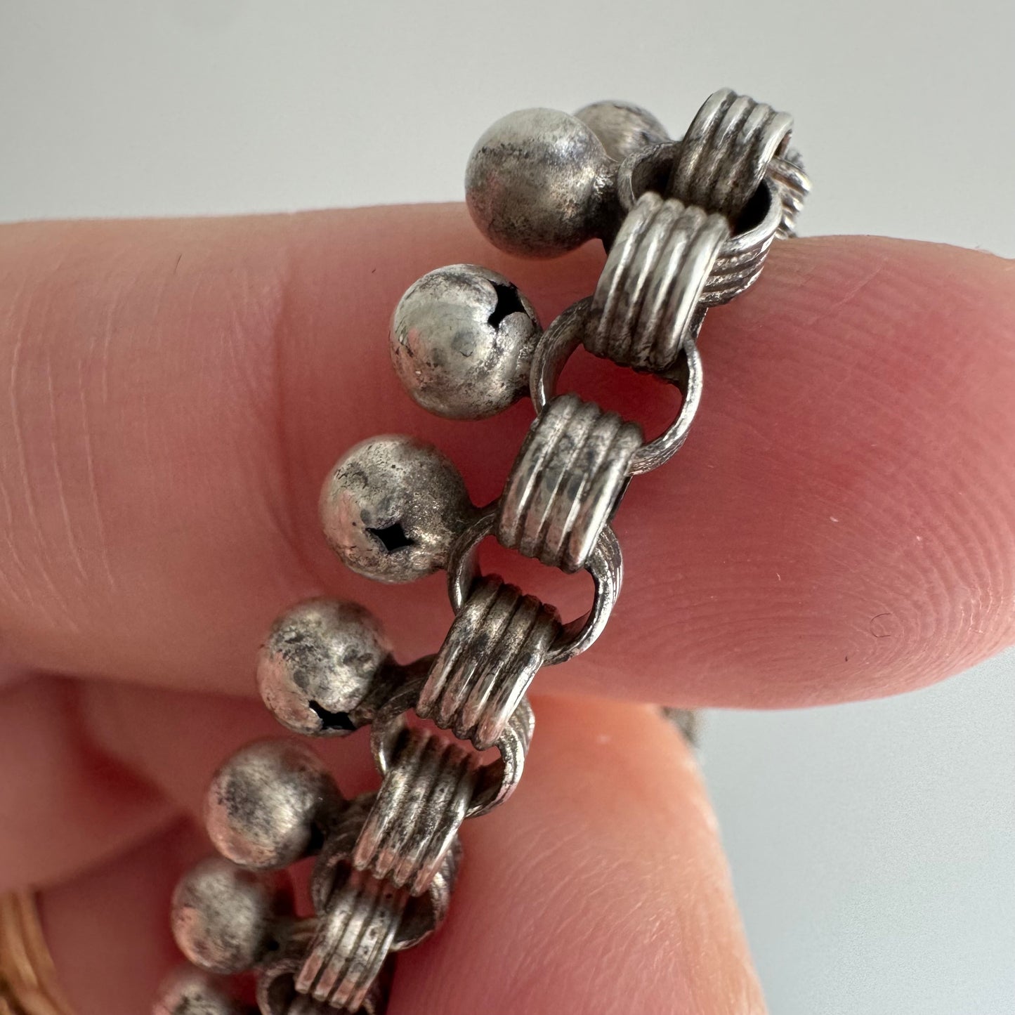 A N T I Q U E // all linked up / 800 silver victorian era book chain necklace with large removable clasp / 18.25", 25.4g