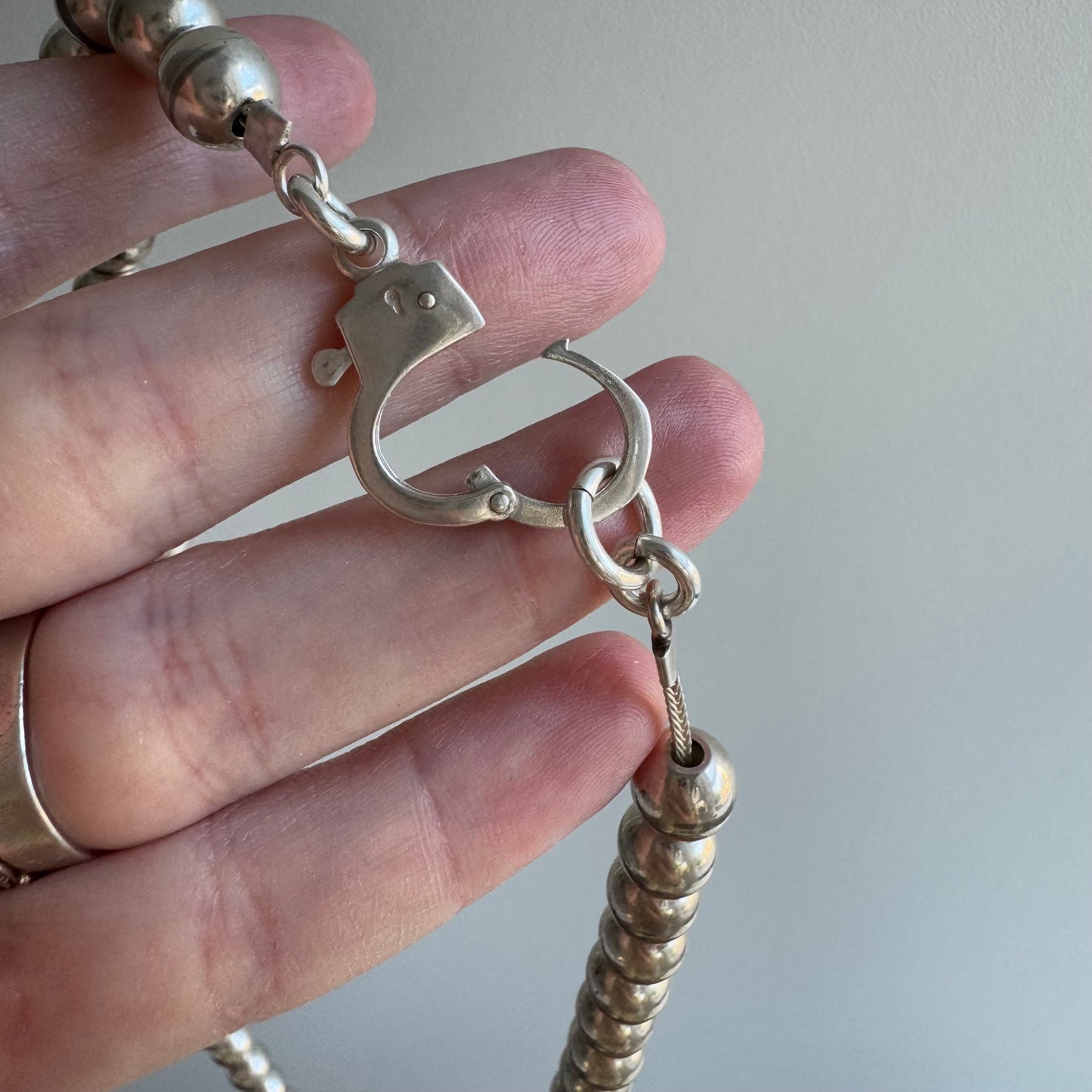 reimagined V I N T A G E // handcuff clasp / re-worked sterling silver bench bead chain / 21.5", 44.9g