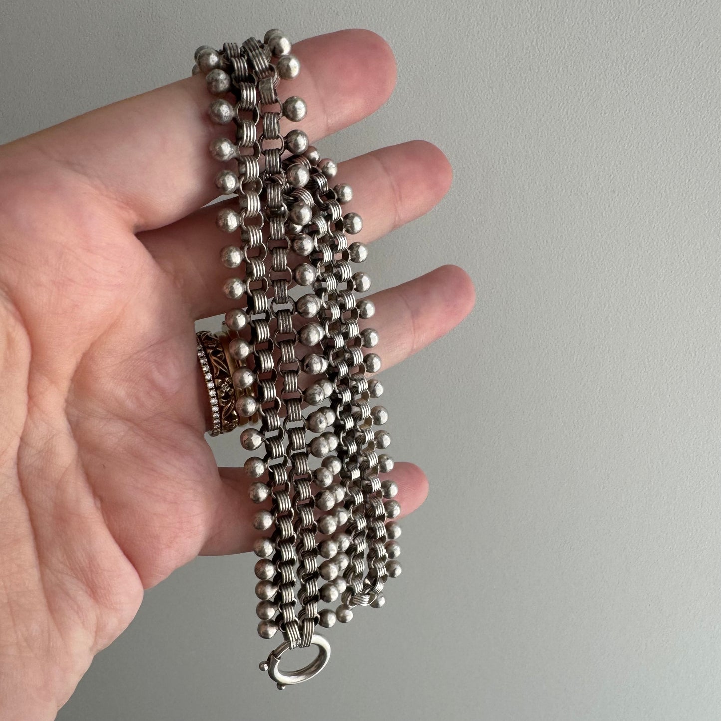 A N T I Q U E // all linked up / 800 silver victorian era book chain necklace with large removable clasp / 18.25", 25.4g