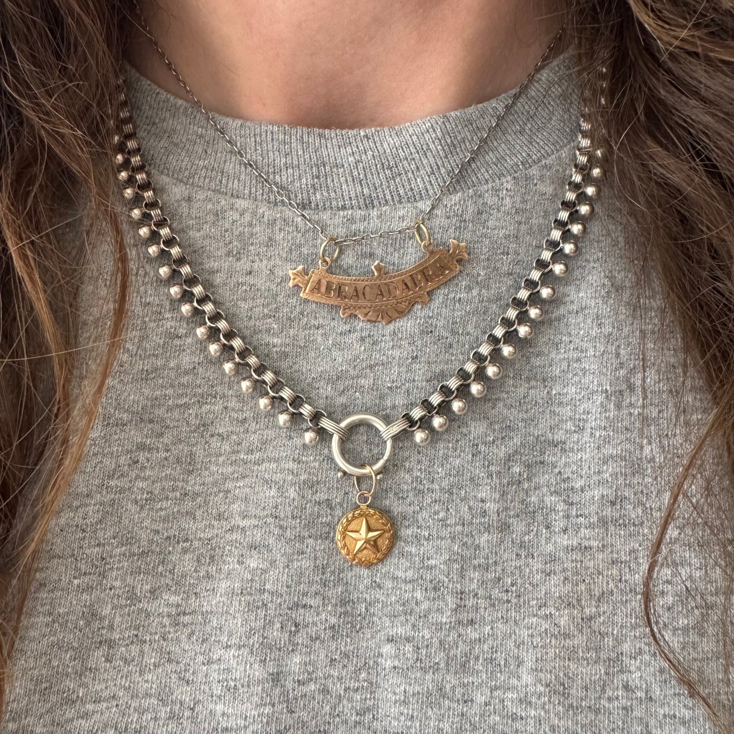 A N T I Q U E // all linked up / 800 silver victorian era book chain necklace with large removable clasp / 18.25", 25.4g