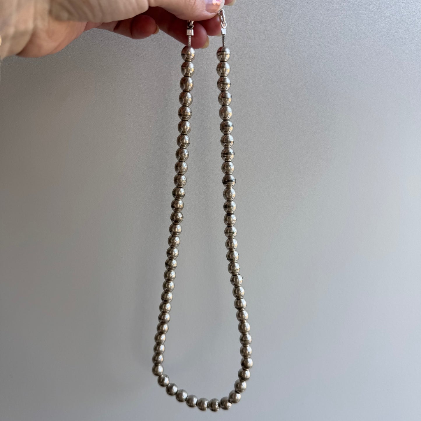 reimagined V I N T A G E // handcuff clasp / re-worked sterling silver bench bead chain / 21.5", 44.9g