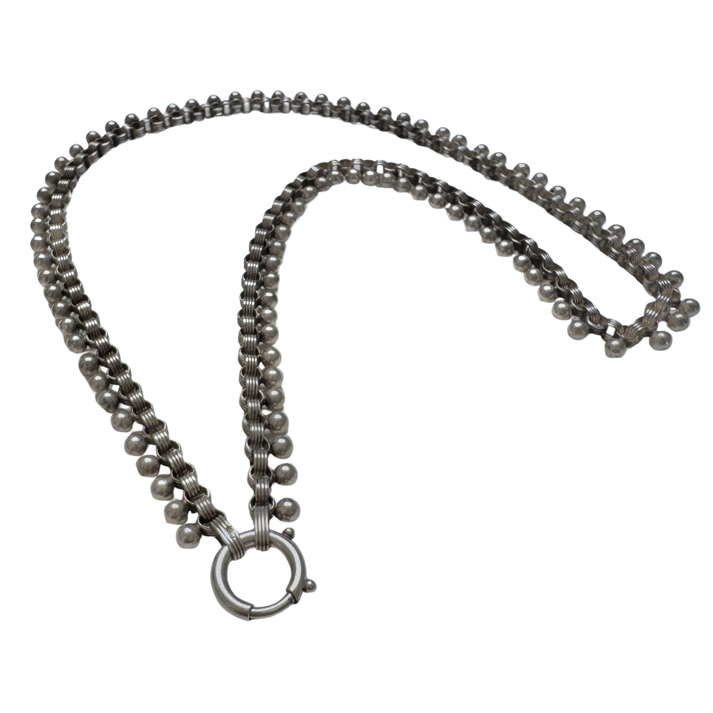 A N T I Q U E // all linked up / 800 silver victorian era book chain necklace with large removable clasp / 18.25", 25.4g