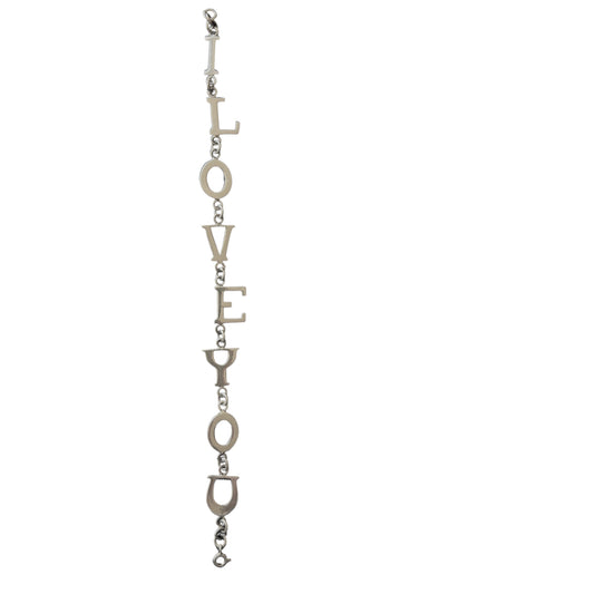 V I N T A G E // I love you / sterling silver I LOVE YOU link bracelet / 7.25"