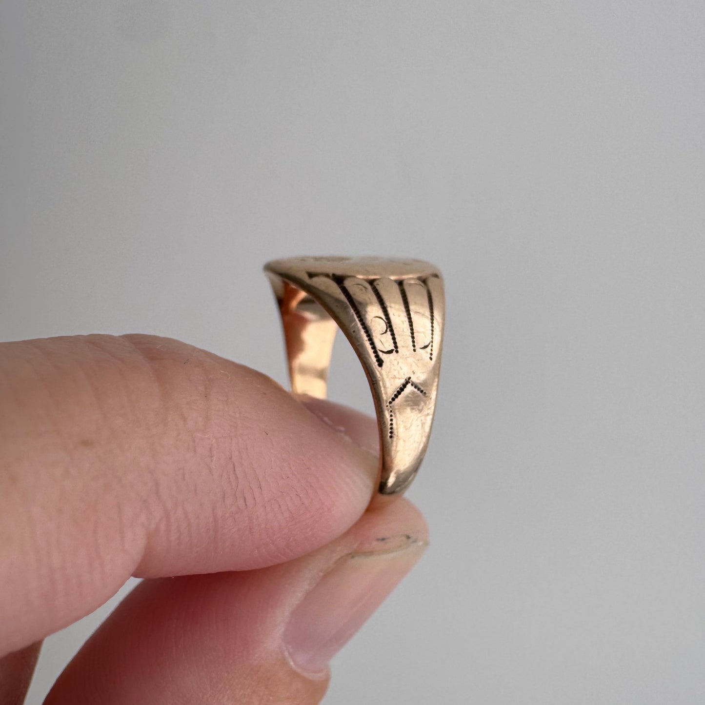 reimagined A N T I Q U E // letting go / 10k rosy gold signet with newly engraved dandelion / size 5.5