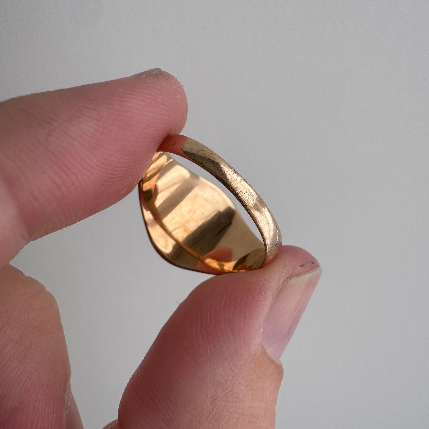 reimagined A N T I Q U E // letting go / 10k rosy gold signet with newly engraved dandelion / size 5.5