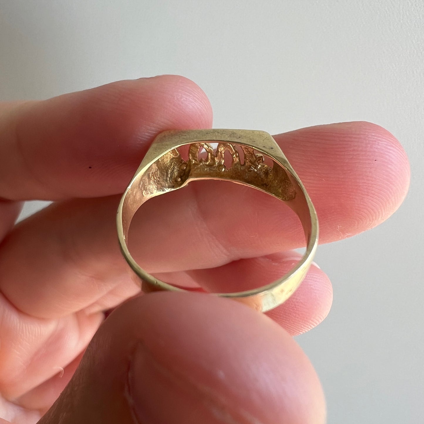 V I N T A G E // wearable LOVE / 14k yellow gold LOVE word ring / size 6.25