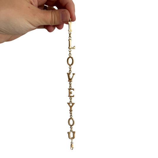 V I N T A G E // I LOVE YOU // 10k yellow gold I love you link bracelet / 7", 4g