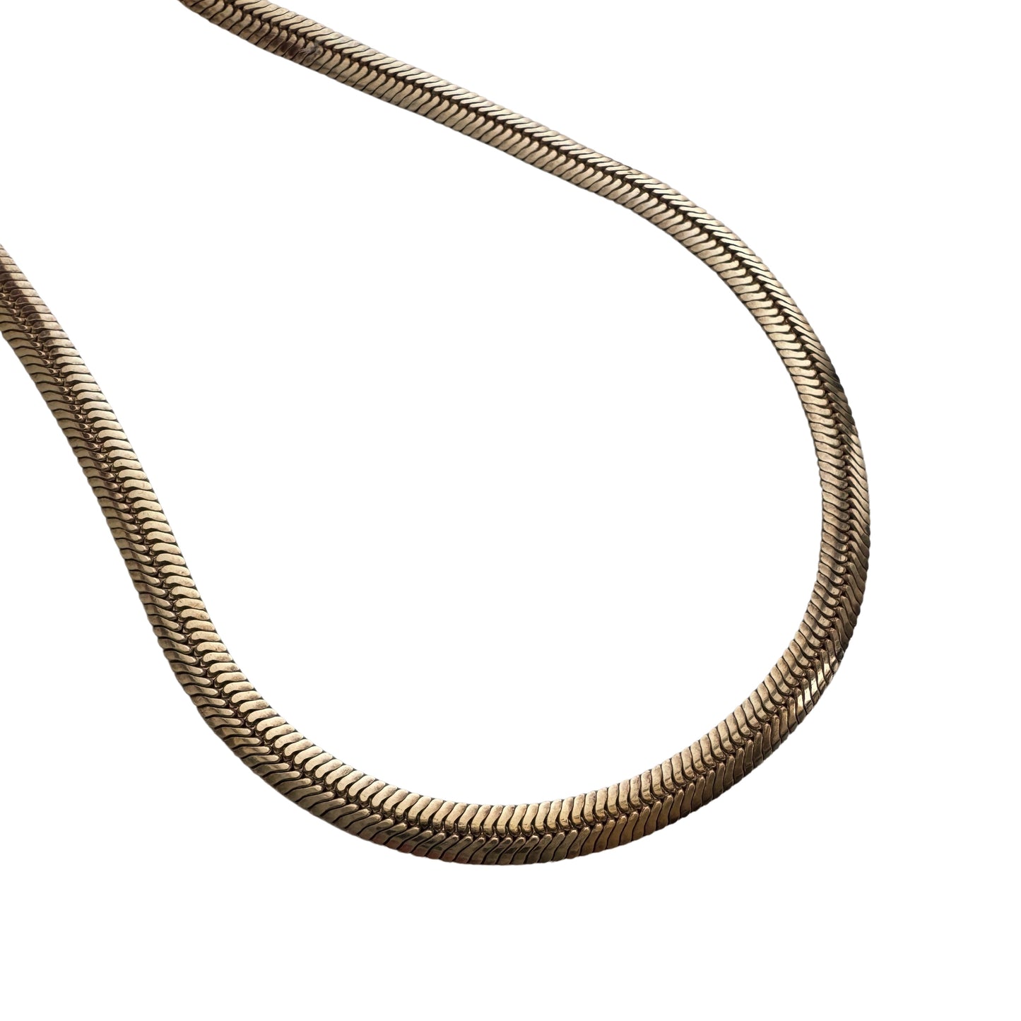 P R E - L O V E D // like a snake / sterling silver with gold vermeil flat snake chain necklace / 16", 13g