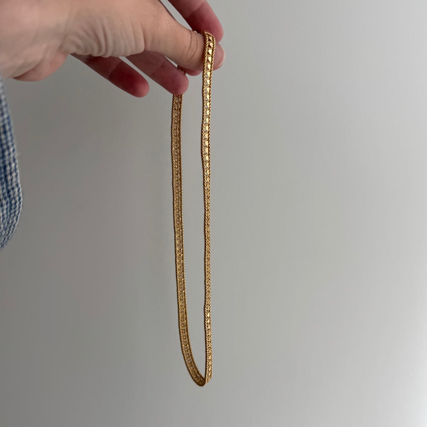 V I N T A G E // woven love / 14k string of hearts woven flat necklace and bracelet set / 22g