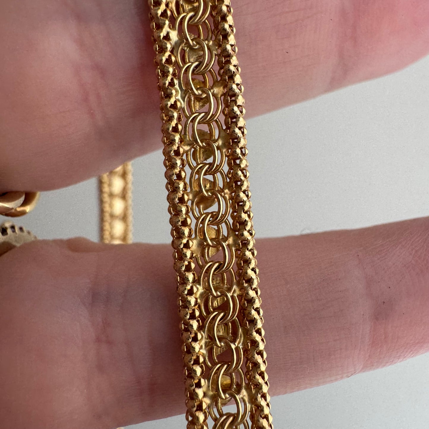 V I N T A G E // woven love / 14k string of hearts woven flat necklace and bracelet set / 22g