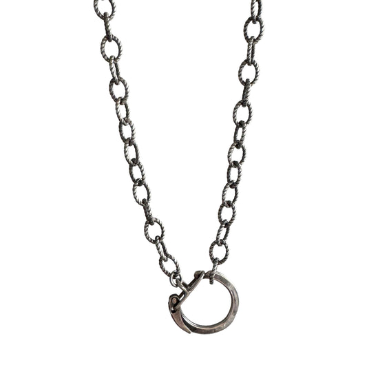 reimagined V I N T A G E // twisted links / sterling silver cable link necklace with charm holder clasp / 18.25", 20g