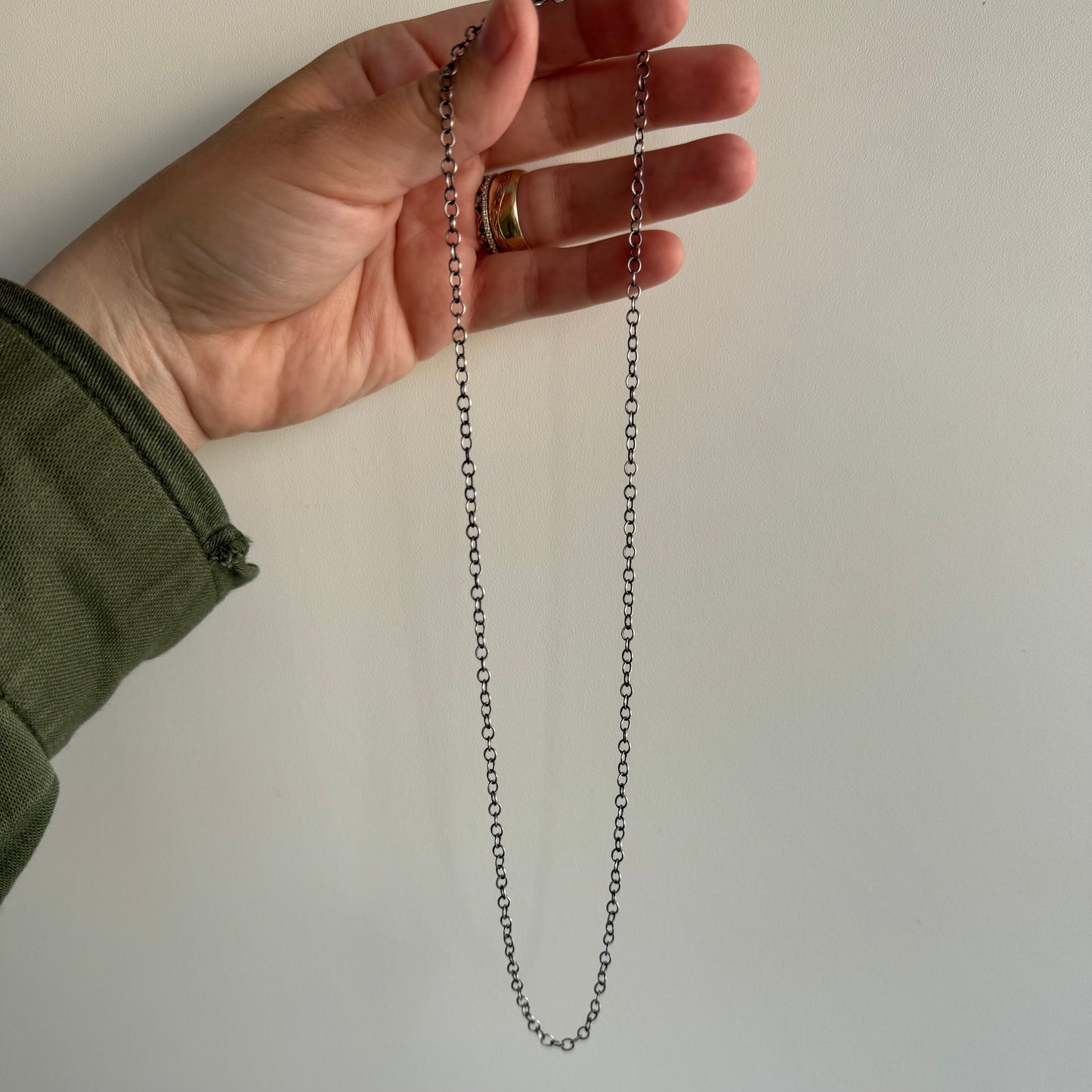 V I N T A G E // dainty rolo / sterling silver rolo round link pendant chain / 20", 3.7g