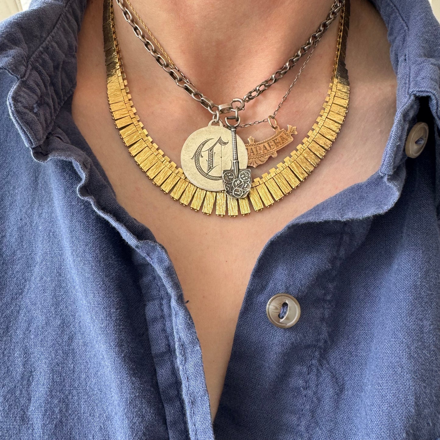 V I N T A G E // 1970s fringe / 14k yellow gold graduated fringe collar necklace, ~16.75", 44.3g(!)