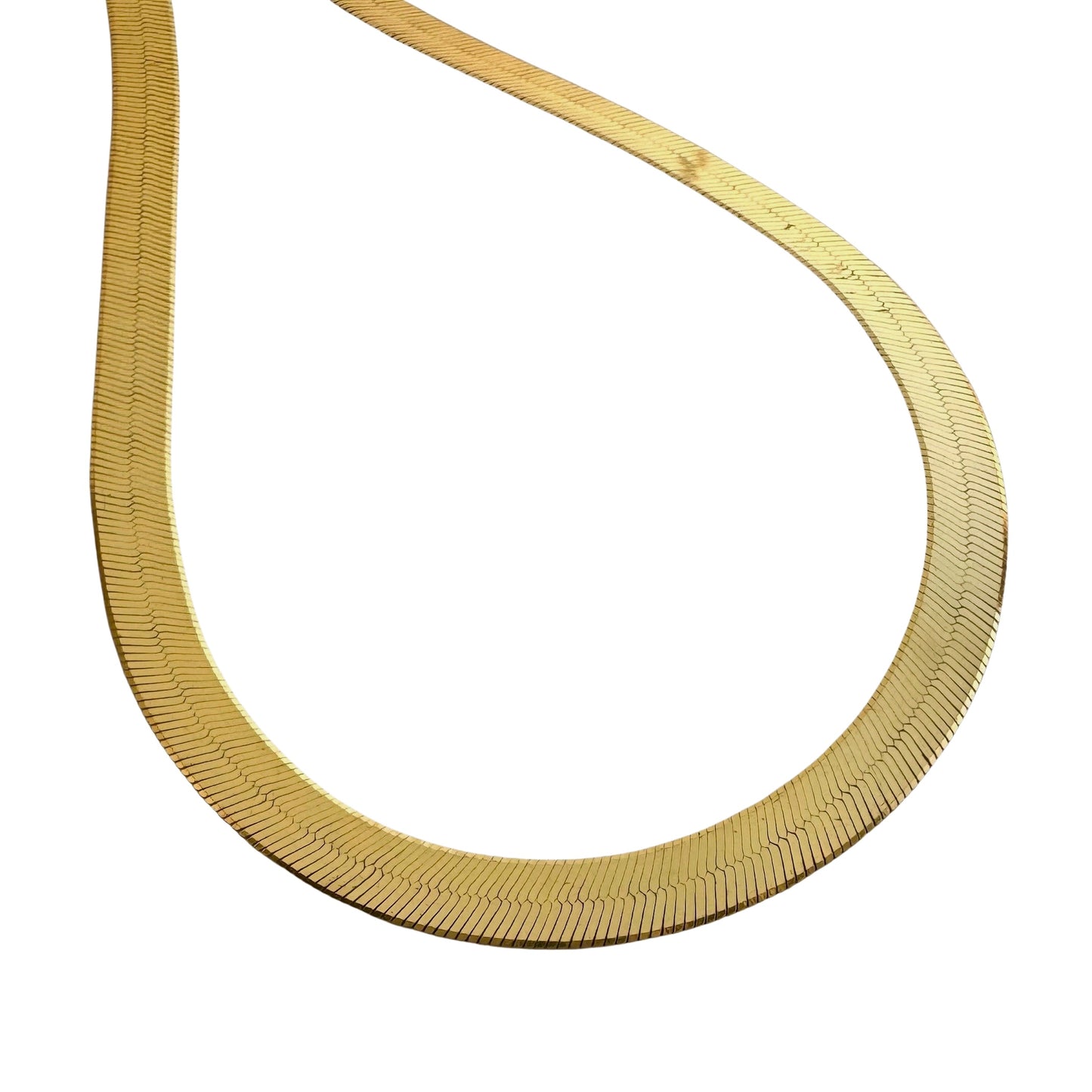 P R E - L O V E D // like a snake / gold over sterling silver flat herringbone chain necklace / 16", 9.5g