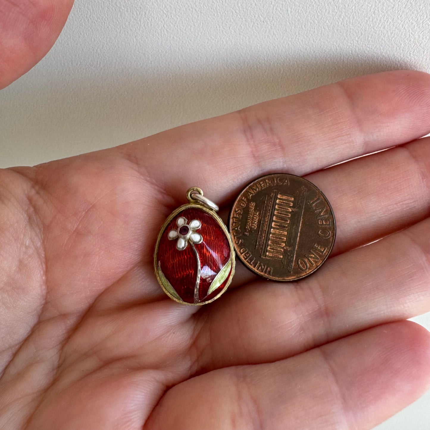 V I N T A G E // blooming possibility / sterling silver and enamel cloisonne egg / a pendant