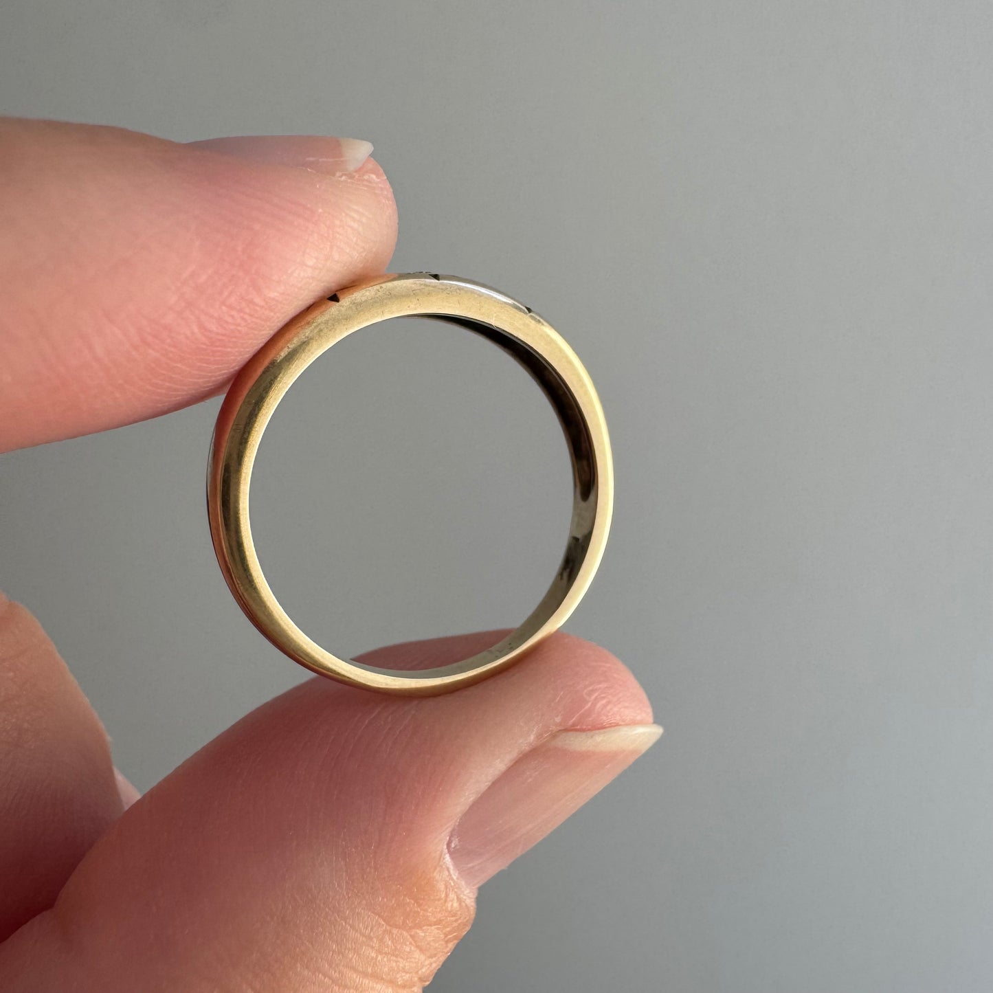 V I N T A G E // star story / 14k and diamond starburst half eternity domed band / size 5.5