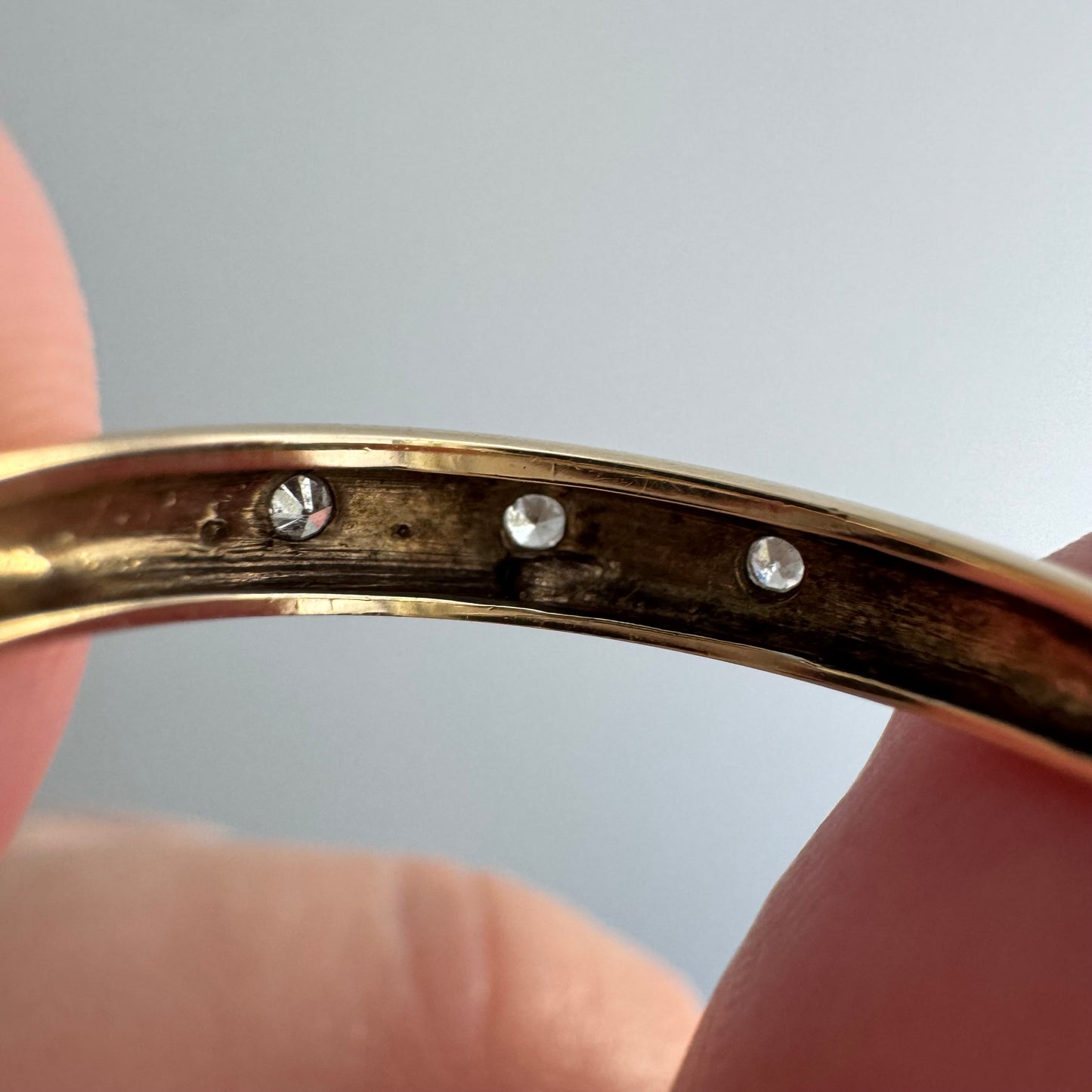 V I N T A G E // star story / 14k and diamond starburst half eternity domed band / size 5.5