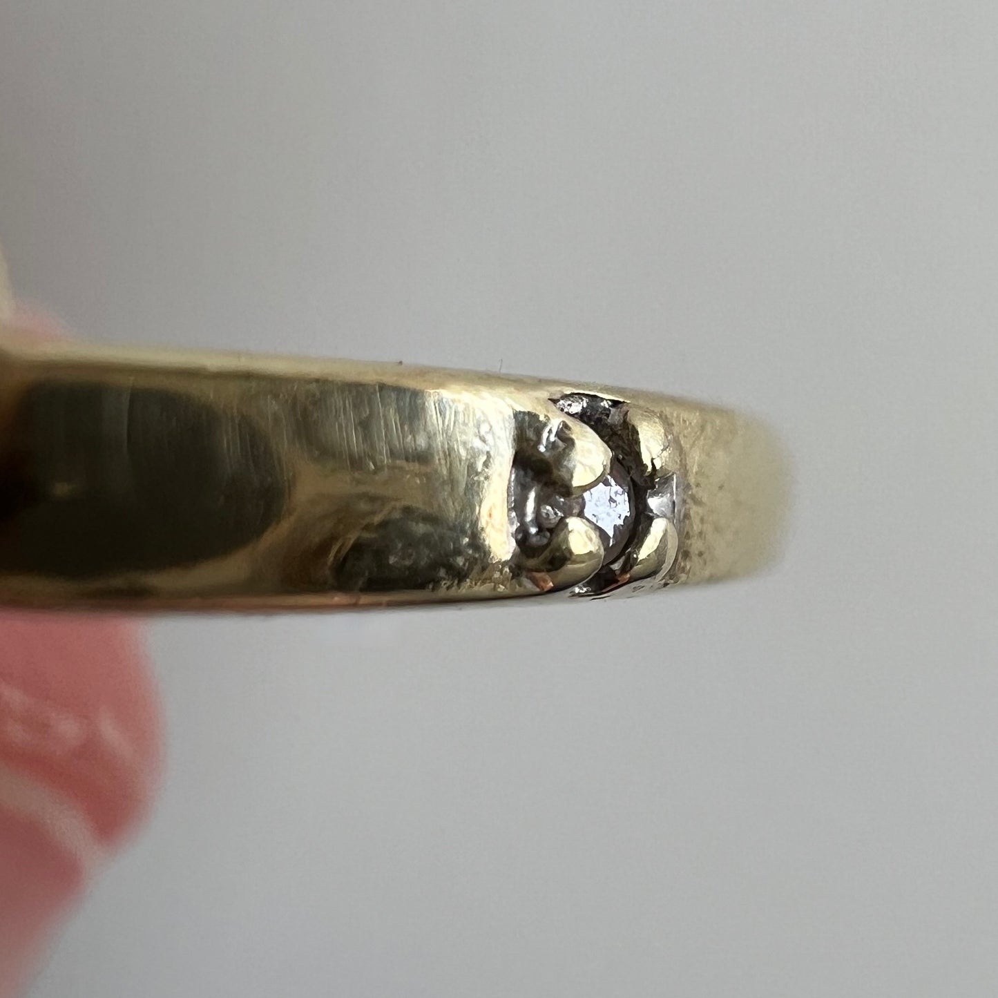 reimagined V I N T A G E // subtle spooky / solid 10k and diamond fraternal skull pin conversion ring / size 6