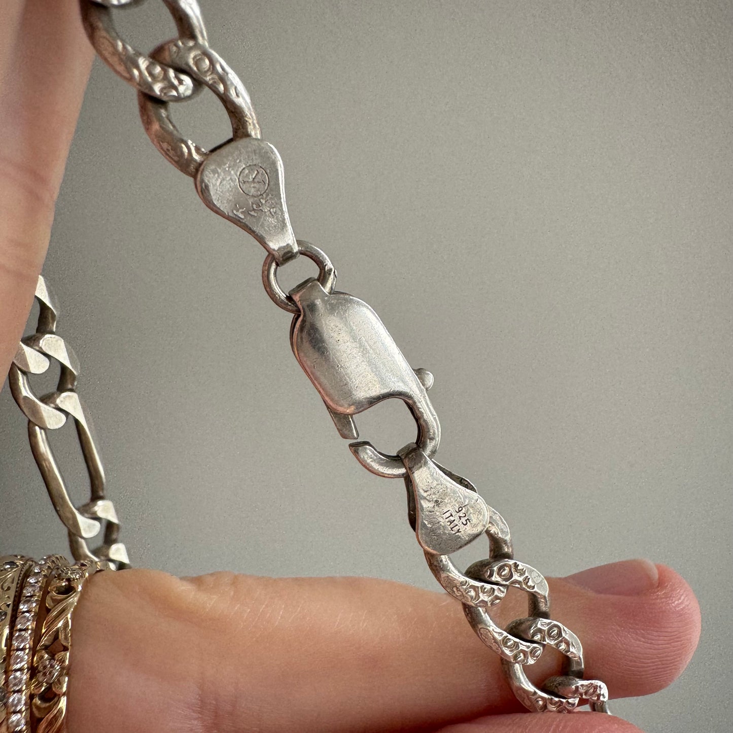 V I N T A G E // double sided figaro / Italy sterling silver figaro chain / 20.75", 32g