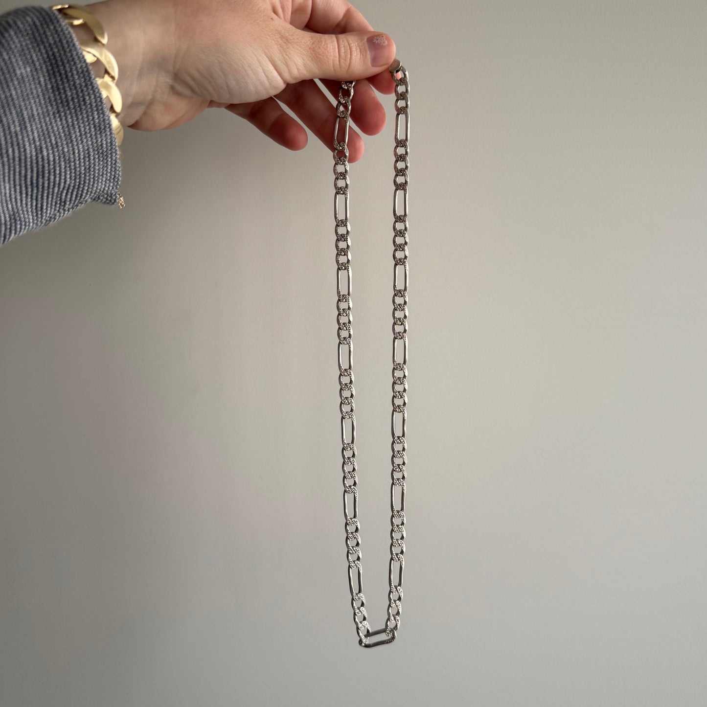 V I N T A G E // double sided figaro / Italy sterling silver figaro chain / 20.75", 32g