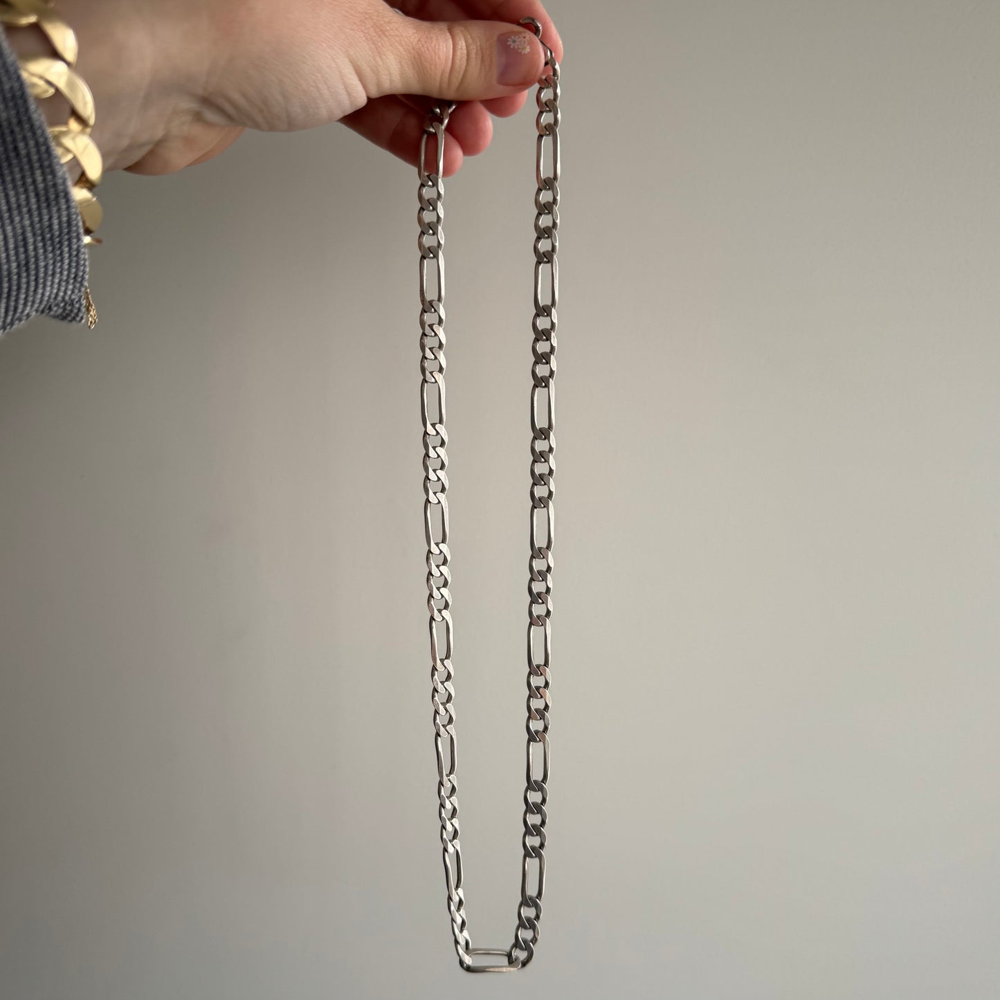 V I N T A G E // double sided figaro / Italy sterling silver figaro chain / 20.75", 32g