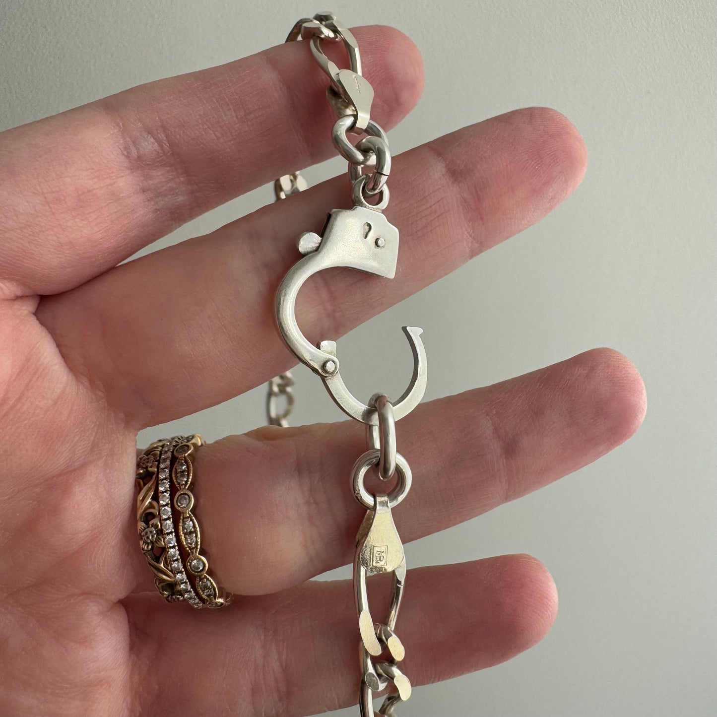 reimagined V I N T A G E // handcuff clasp / re-worked sterling silver fancy figaro chain / 19.25", 24.35g