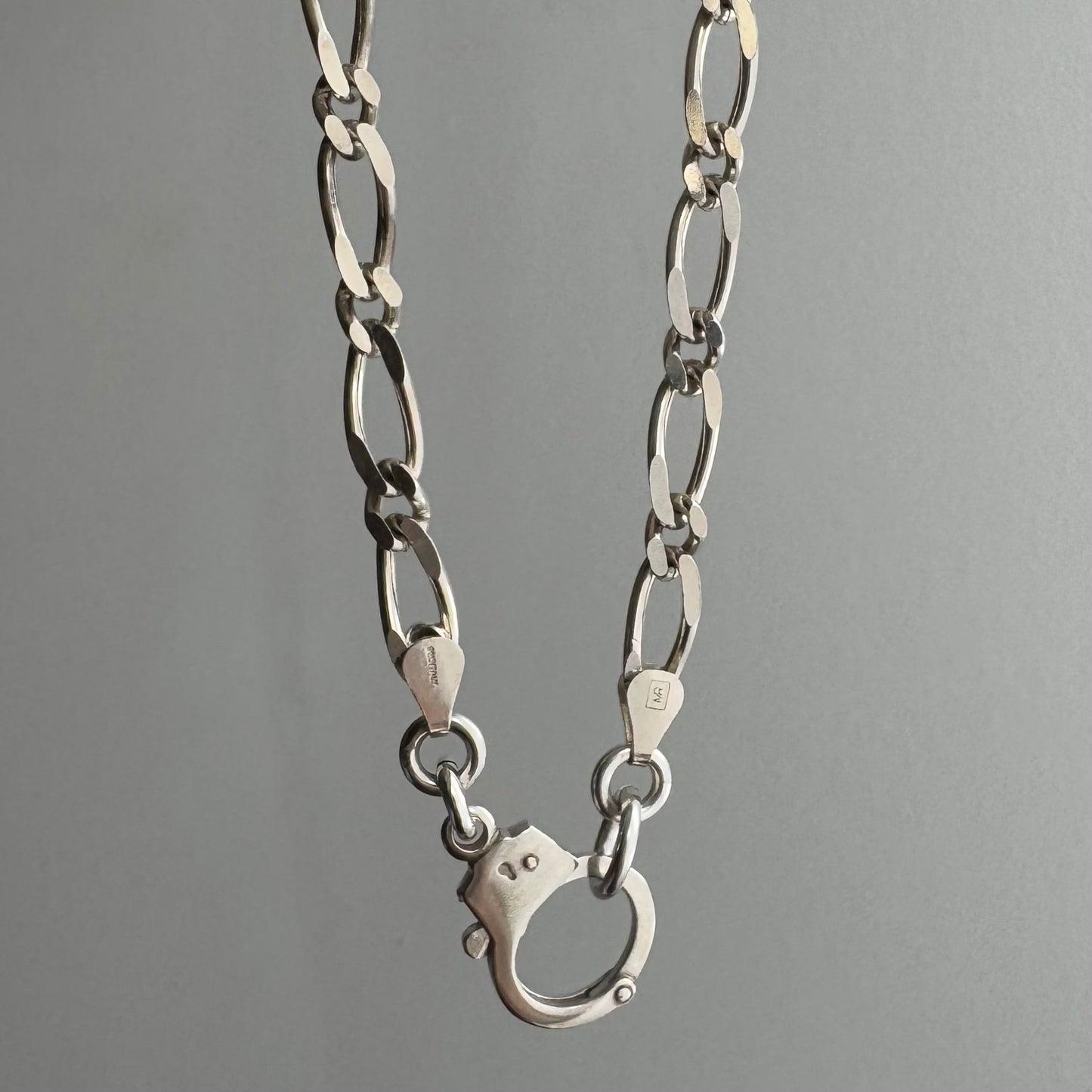 reimagined V I N T A G E // handcuff clasp / re-worked sterling silver fancy figaro chain / 19.25", 24.35g