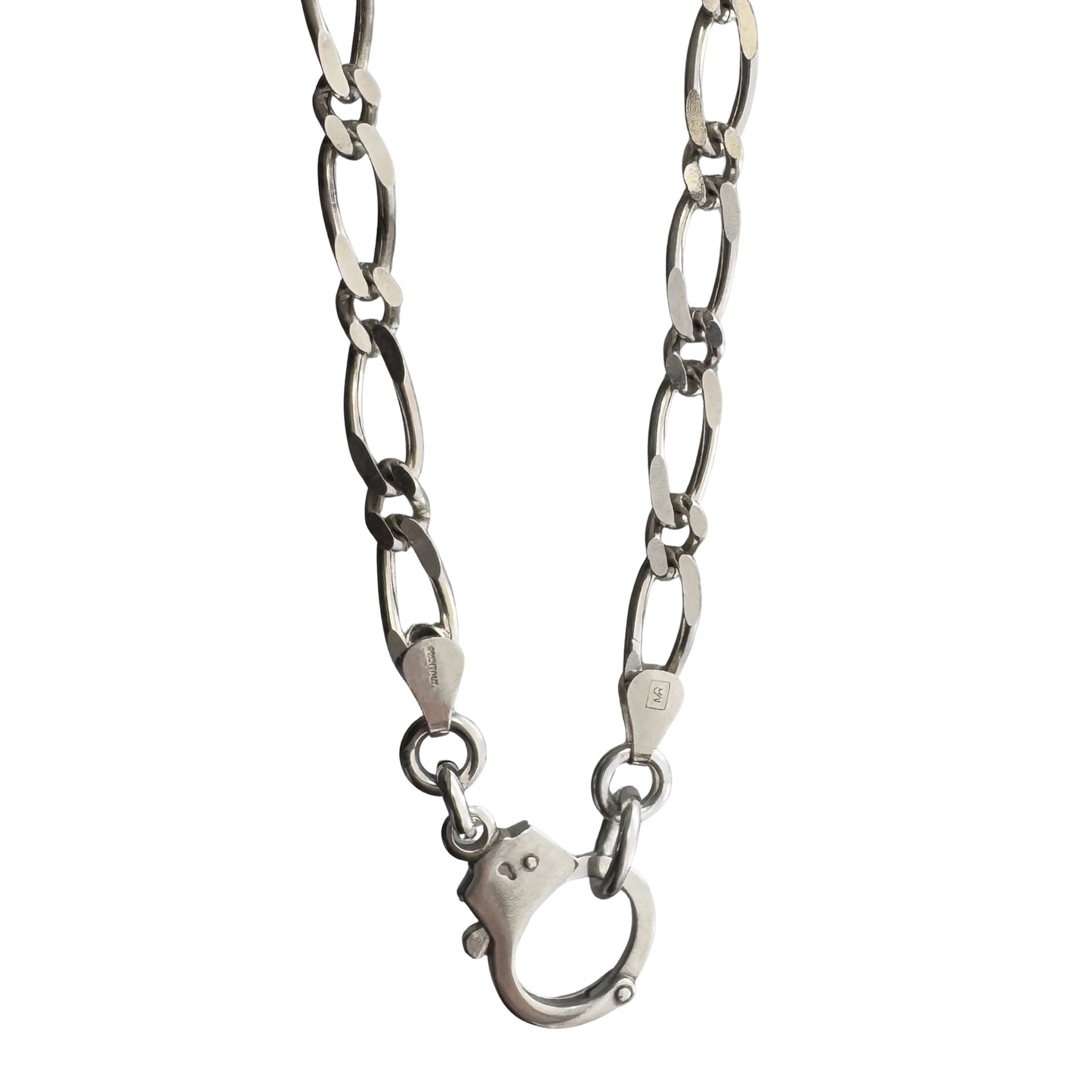 reimagined V I N T A G E // handcuff clasp / re-worked sterling silver fancy figaro chain / 19.25", 24.35g