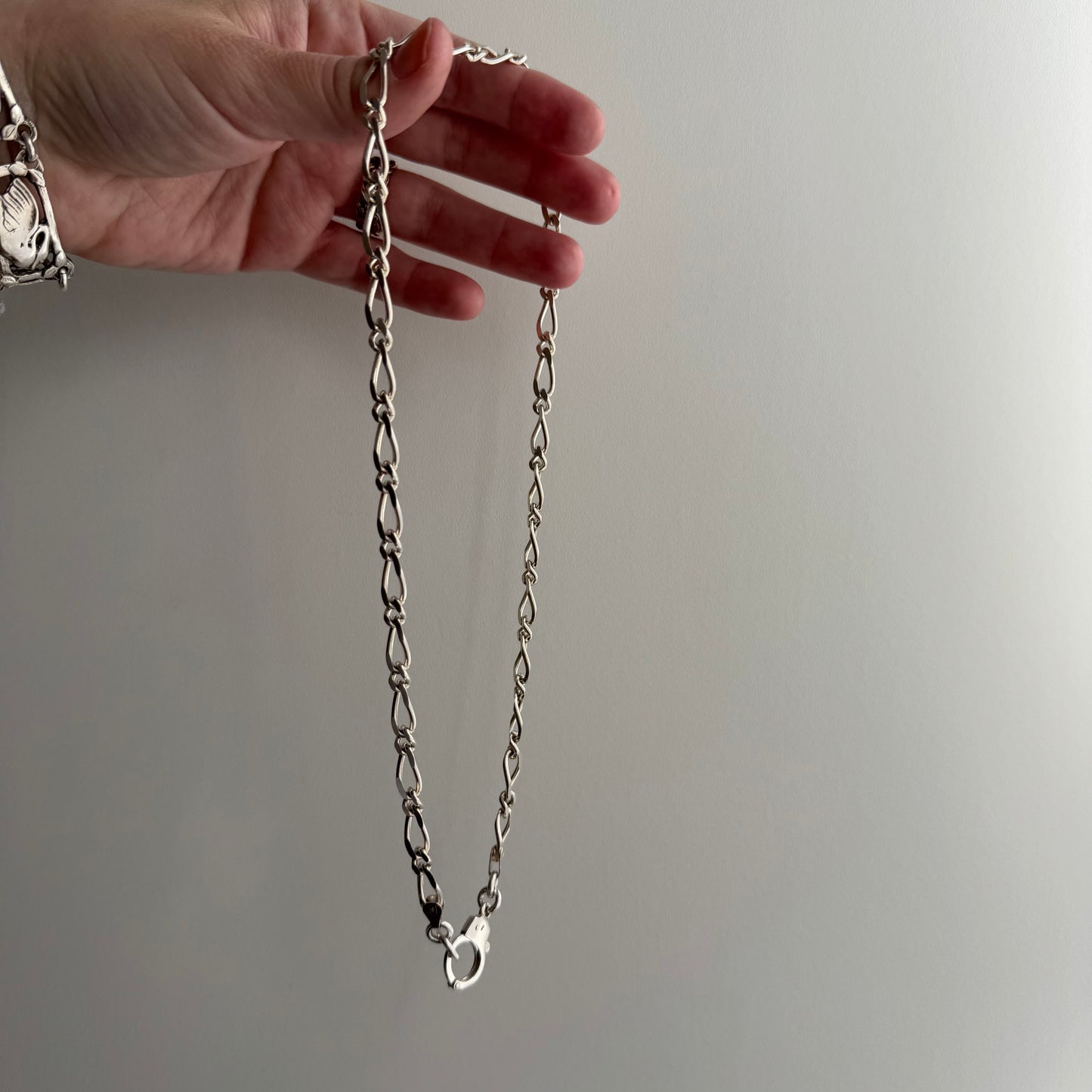 reimagined V I N T A G E // handcuff clasp / re-worked sterling silver fancy figaro chain / 19.25", 24.35g