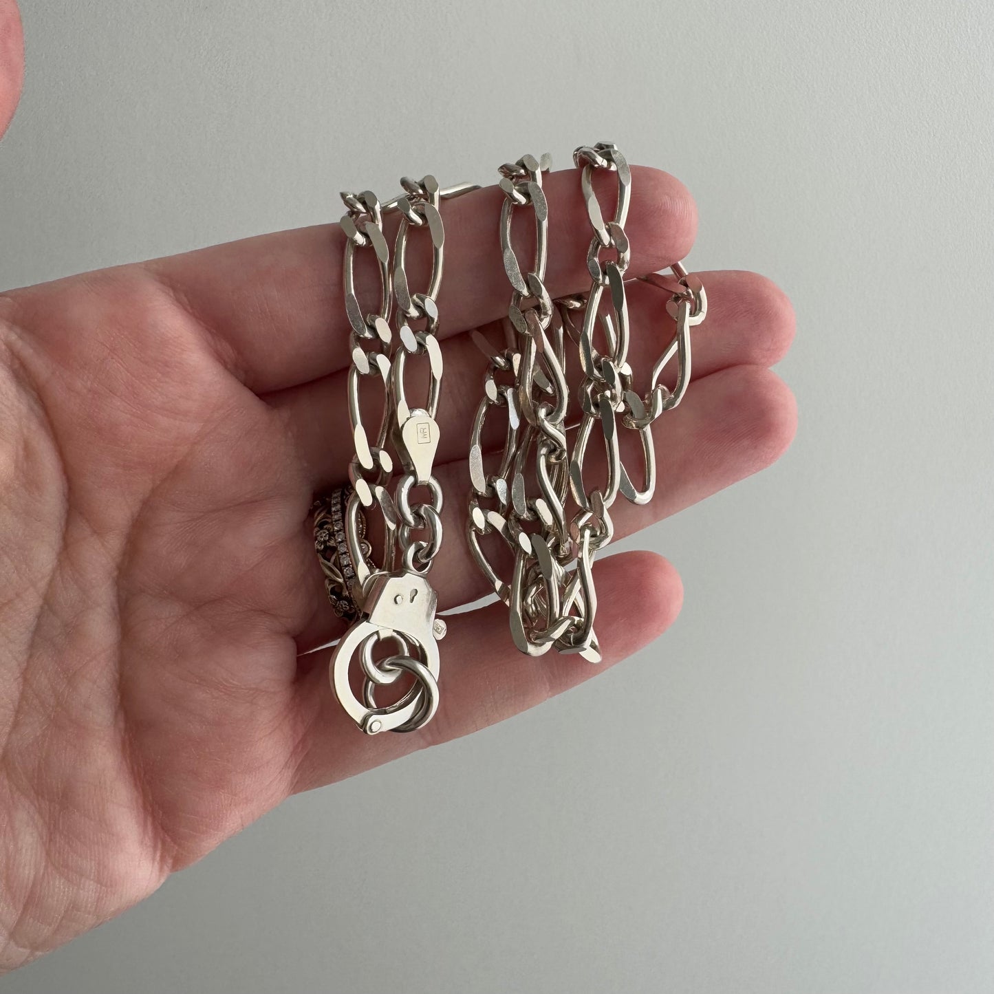 reimagined V I N T A G E // handcuff clasp / re-worked sterling silver fancy figaro chain / 19.25", 24.35g