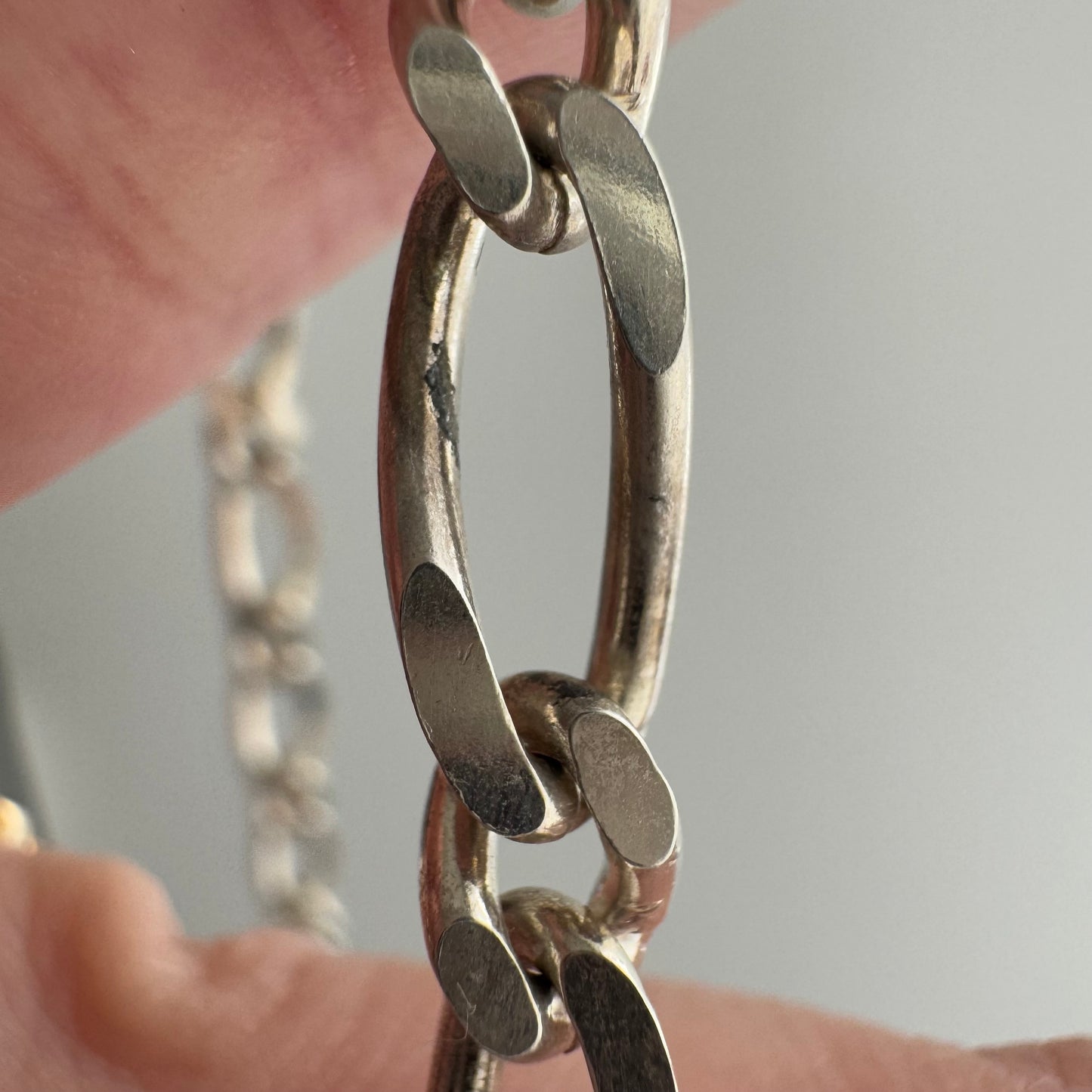 reimagined V I N T A G E // handcuff clasp / re-worked sterling silver fancy figaro chain / 19.25", 24.35g