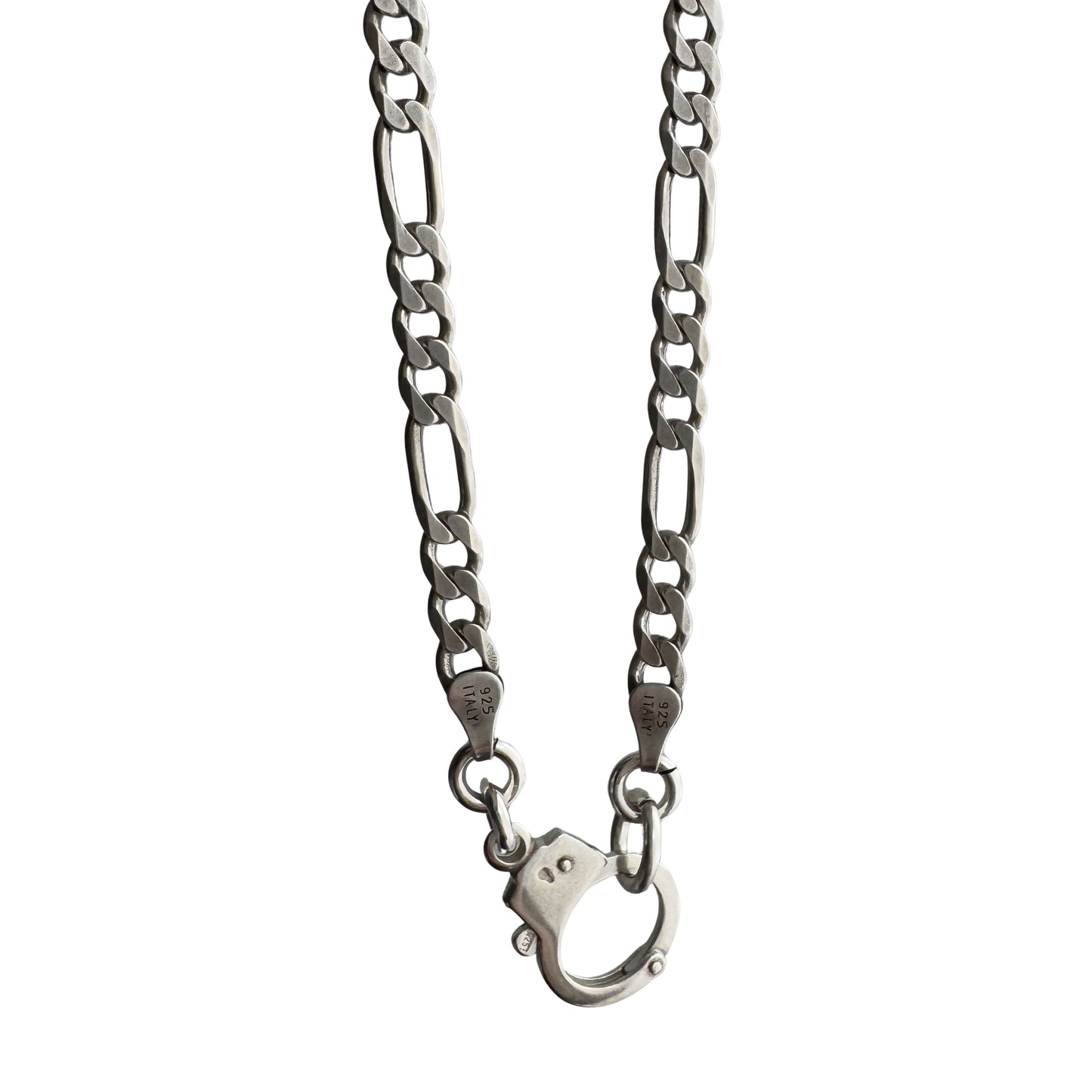 reimagined V I N T A G E // handcuff clasp / re-worked sterling silver figaro chain / 21.25", 26.5g